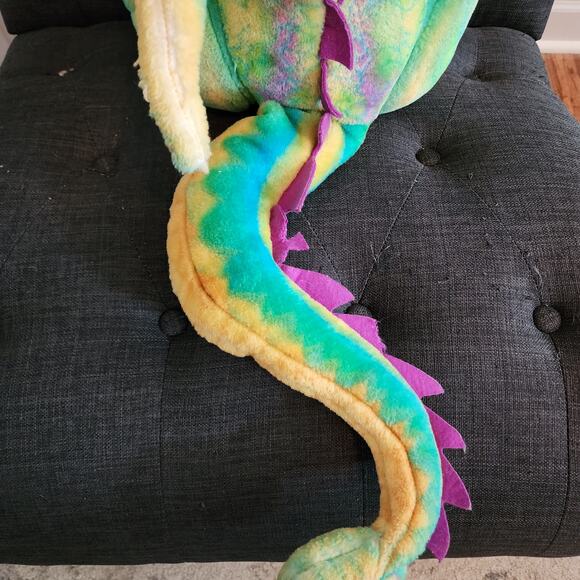 Melissa Doug Jumbo Plush Dragon 33" Rainbow Friendly Long Tail Winged Retired - Picture 6 of 11